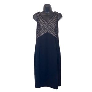 Nine West Crossover Lace overlay Sleeveless Cocktail LBD Dress Black Cream 8